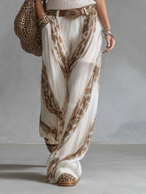 Elegant Vacation Style White Chiffon Printed Wide-leg Pants