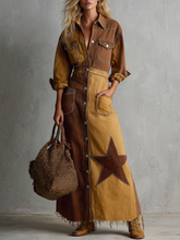 Retro American-style Lapel Zip Lace-up Belted Big-pocket Wide-leg Jumpsuit