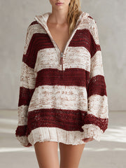 Elegant Urban Color-Block Mélange Knit Mini Dress