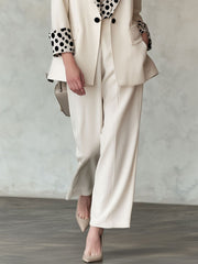 Retro Elegant Off-white Suit Pants
