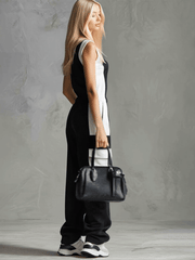 Casual Retro Sporty Black And White Color-blocked V-neck Half-zip Jumpsuit