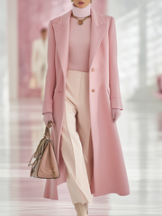Elegant Classic Lapel Single-breasted Long Tweed Coat
