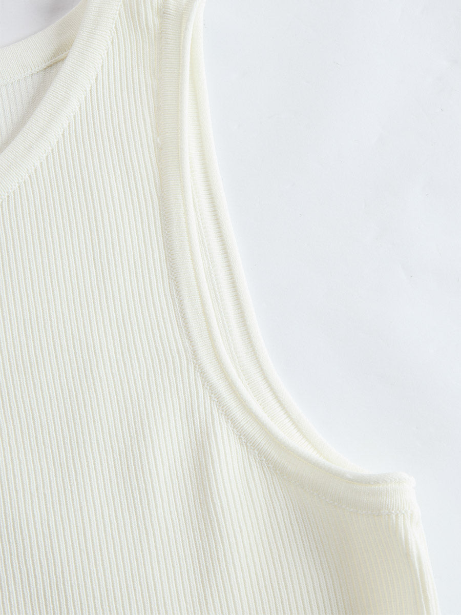 Elegant White Breathable Knit Tank Top
