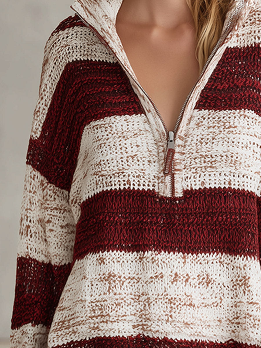 Elegant Urban Color-Block Mélange Knit Mini Dress