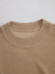 Retro Khaki Short-sleeved Knit Top