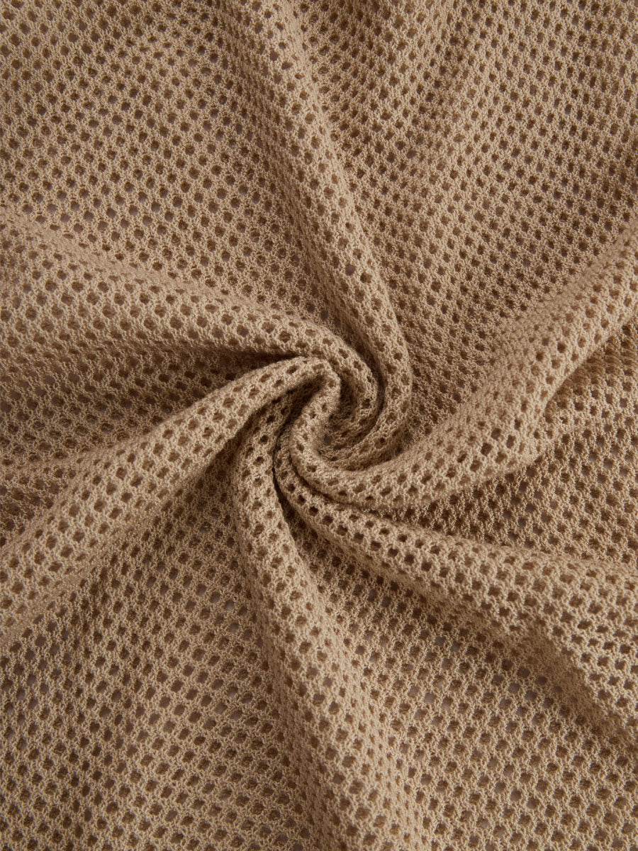 Retro Khaki Short-sleeved Knit Top
