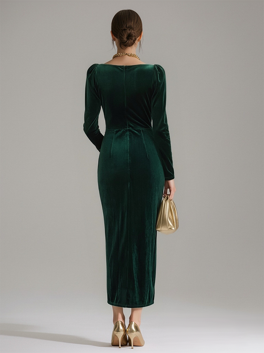 Elegant Velvet Midi Dress