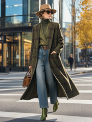 Retro Plaid Long Tweed Coat