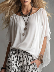 Modern And Stylish White Chiffon T-shirt