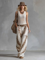 Elegant Vacation Style White Mesh Knit Tank Top