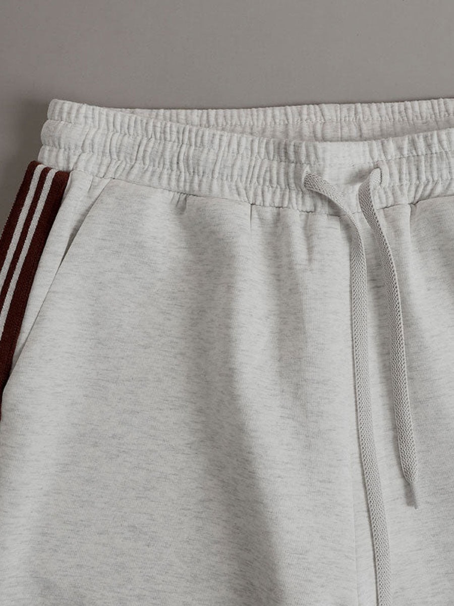 Retro Sporty Grey And White Half-zip Sleeveless Sweatshirt And Shorts Set