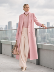 Elegant Classic Lapel Single-breasted Long Tweed Coat