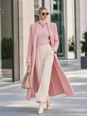 Elegant Classic Lapel Single-breasted Long Tweed Coat